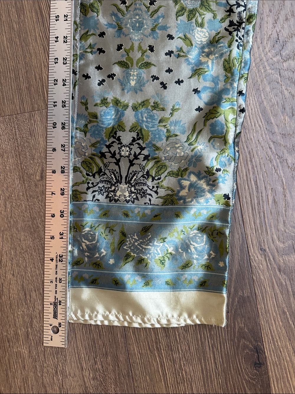 Arden B Floral Satin Bandana Pants XS Blue Green Cropped Straight Leg Y2K trendy - Picture 6 of 9